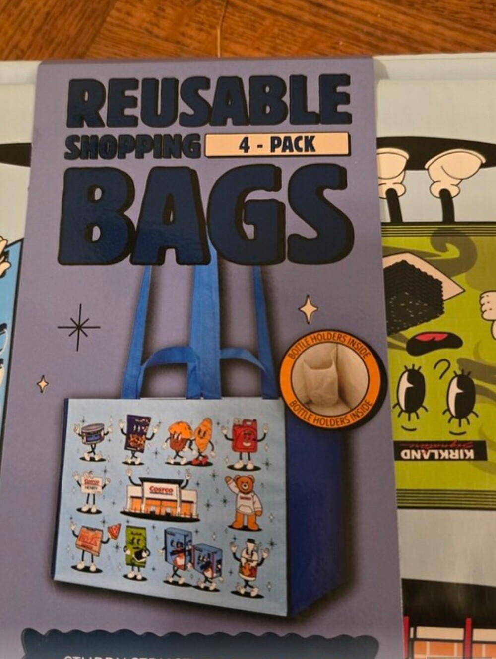 COSTCO KEEP COOL REUSABLE CHARACTER TOTE SHOPPING BAGS -4 BAGS -LARGE HEAVY DUTY - Picture 4 of 10